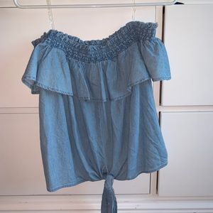 Denim Off The Shoulder Top